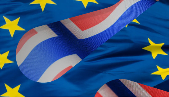 Norsk flagg sammen med EU-flagg